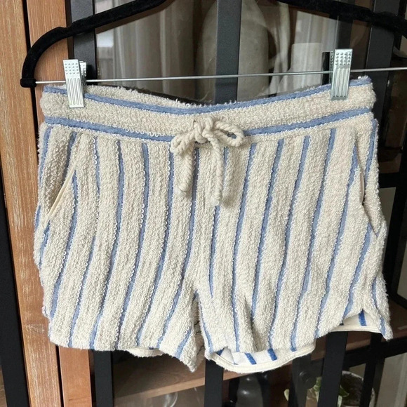Faherty Pacífica Terry shorts stripes beige cream pockets drawstring coastal XS - Picture 2 of 6